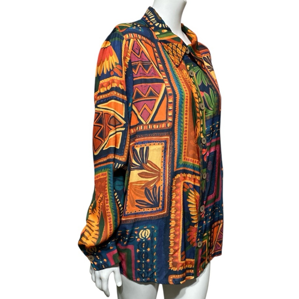 Rachel Zoe Button-Down Tropical Patchwork Floral … - image 4